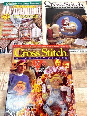 3 Cross-Stitch & Country Crafts Magazines Christmas & Autumn Designs